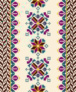 Cozy Scandinavian Pixel Embroidery Pattern, Flowers vector