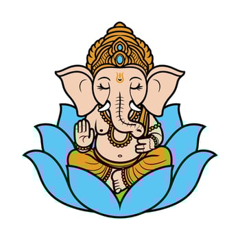 Lord Ganesha on Lotus Flower Illustration vector
