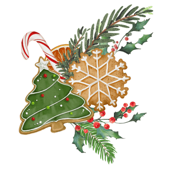 xmas bells with holly and ribbon cookie png