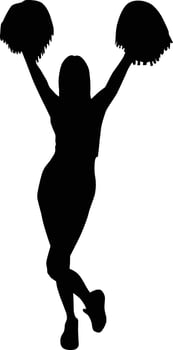 A girl poms pose silhouette vector