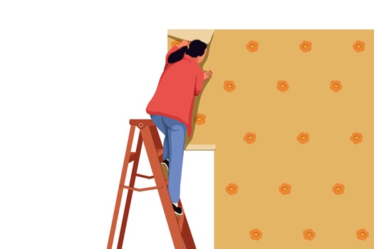 Girl Applying Wallpaper vector