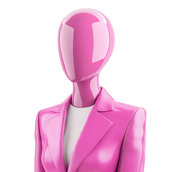 A pink mannequin wearing a suit and tie png