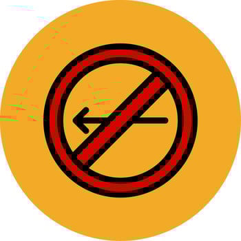 No Turn Left Colorful Icon vector