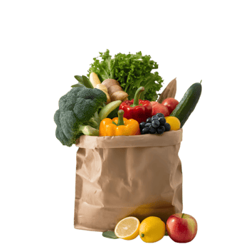 Fresh Vegetables in a Paper Bag png