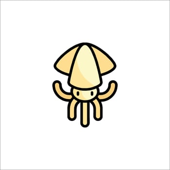 A cartoon squid with a yellow hat on its head vector