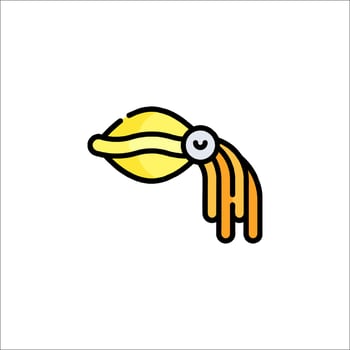 A yellow and orange squid with a long tail vector
