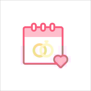 A calendar with two wedding rings on it vector