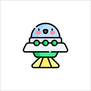 A cute alien spaceship with a smile on its face vector