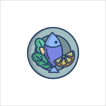 Fish and vegetables icon illustration vector