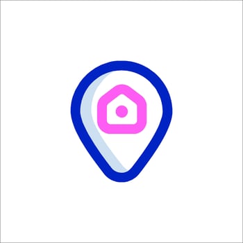 A house icon with a pink and blue house vector