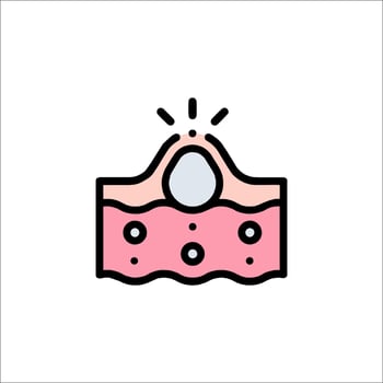 A pink and white icon of a tooth vector