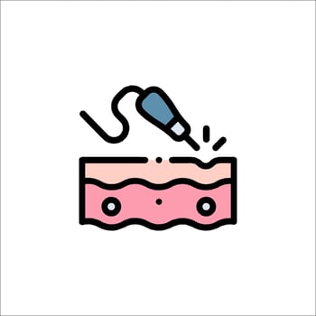 A pink and blue icon of a nail file vector