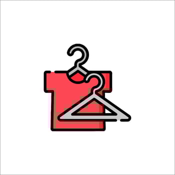 A red shirt hanging on a hanger with a hanger vector