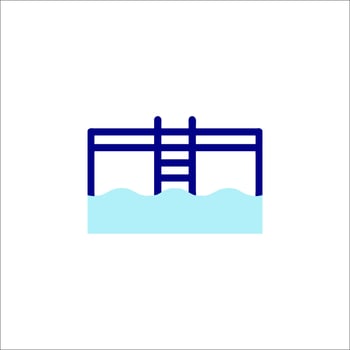 A blue ladder in the water icon vector