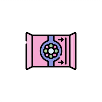 A pink and blue bag with a flower on it vector