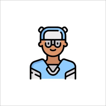 A man in a blue shirt and glasses vector