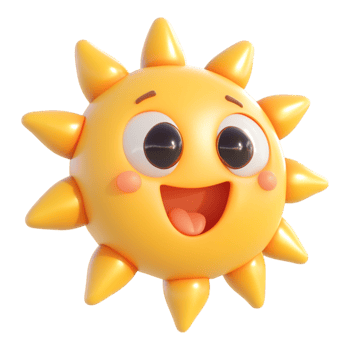 A cartoon sun with a big smile png