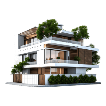 Modern Apartment Block Isolated Against Background for Graphic Design Projects png