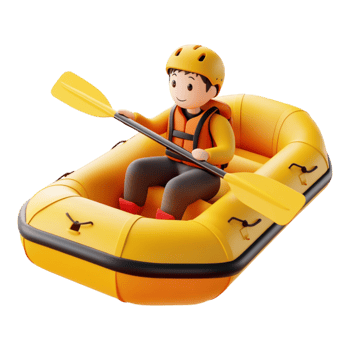 A cartoon boy in an inflatable raft png