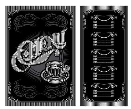 black and white pattern for coffee menu vector