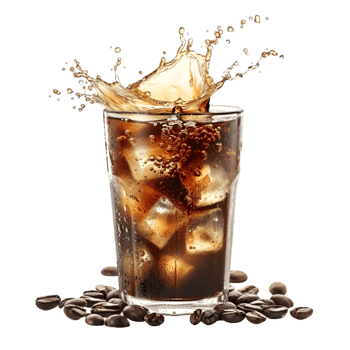 Coffee and cola with ice cubes png