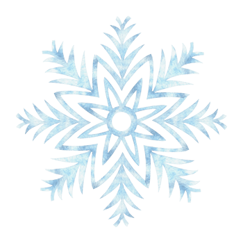 Blue snowflake. Hand drawn watercolor illustration for New Year holiday design. Element winter ornament. Christmas decoration in vintage. Isolated clipart for postcard, invitation, print png