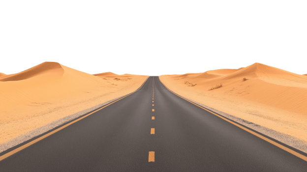 Desert Highway with Sand Dunes Isolated on Transparent Background png