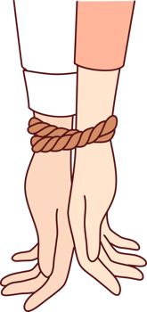 Tied hands of people in toxic relationships symbolize communication problems among men and women in love. Toxic relationships in unhappy couple forced to feel mutually dependent on partner png