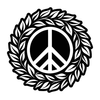 Peace sign in laurel wreath vector