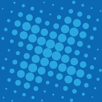 Color halftone in cool blue tints. The shape is a square in perspective vector