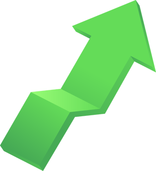 Light green 3D growth arrow increase icon png