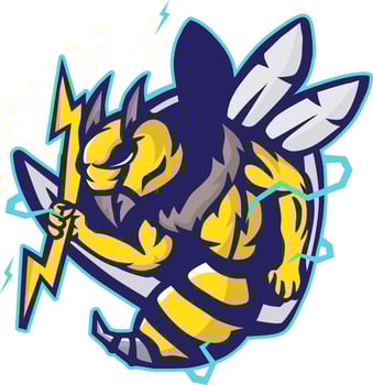 mascot logo bee with lightning vector