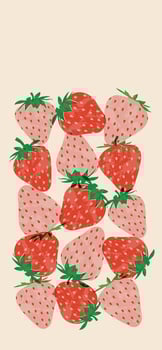 Strawberries colorful wallpaper print background. Fruit illustration isolated on background. Greeting card background with strawberries for your design vector