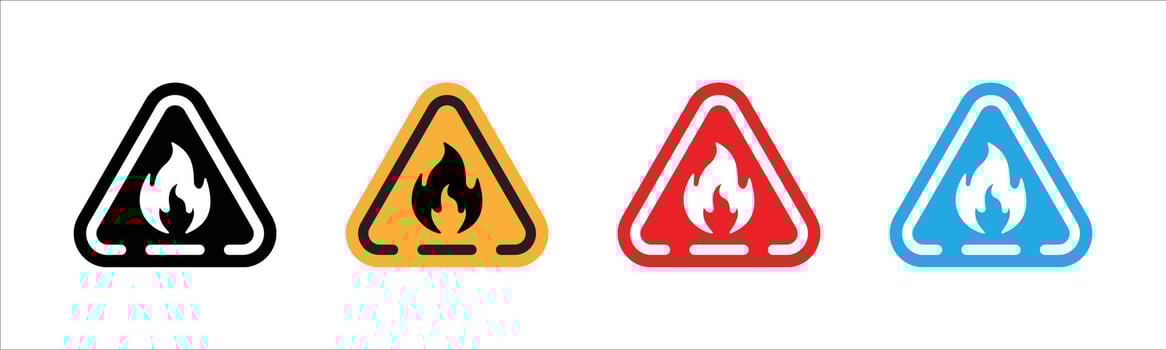 fire icon set. flammable substance sign, flammability alert icon vector
