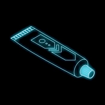 Neon tube of ointment or cosmetic cream isometric view vector