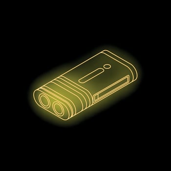 Neon yellow flashlight shining in the dark vector