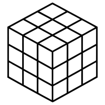 A black and white drawing of a cube vector