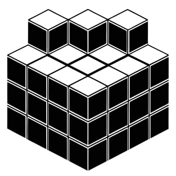 A black and white image of a cube vector