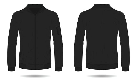 Black bomber jacket mockup front and back view vector