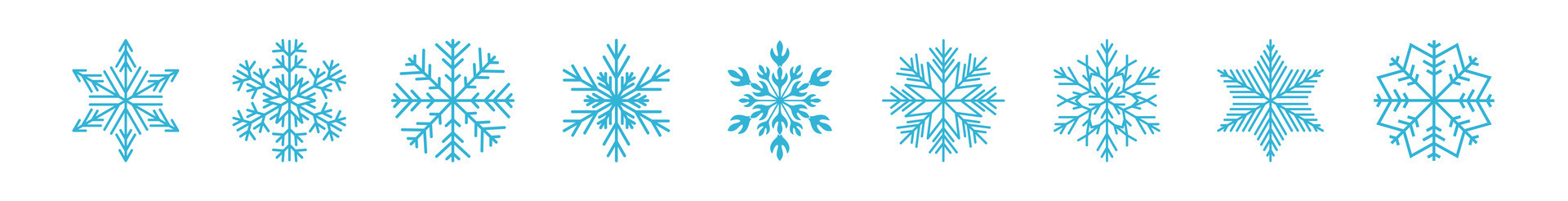 Blue icy snowflakes winter decoration collection vector