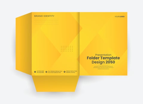 A yellow folder with a foldable cover vector