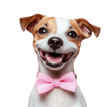 A dog wearing a pink bow tie png