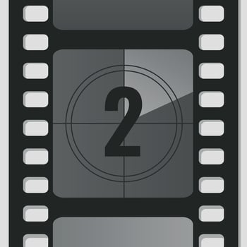 Countdown film strip frame with number two. Retro cinema movie timer counter vector