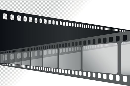 Two crossed movie film strips vector
