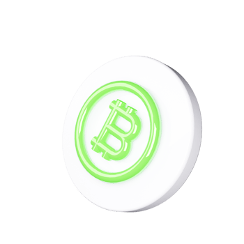 A green bitcoin logo on a white button png