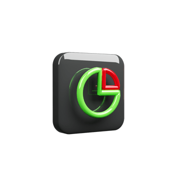 A green and red button pie cart 3D render icon png