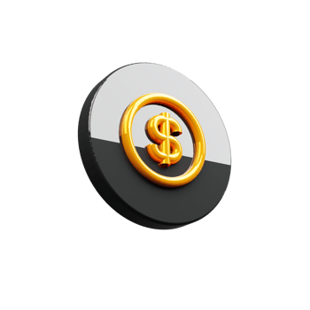 A 3d render black and gold dollar sign png