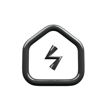 3D render icon house with a lightning bolt png