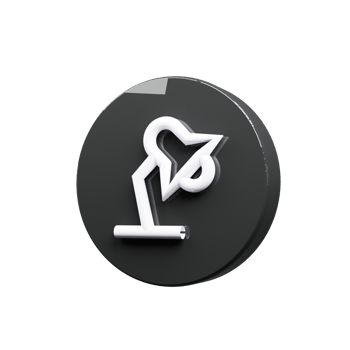 A black and white logo with a white arrow png