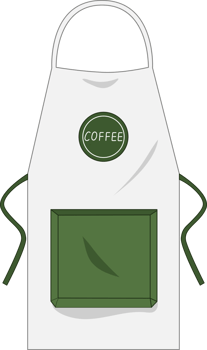 a green apron with a coffee logo png